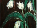 White Tulips fading, 2018, Acryl auf Leinwand, 90 x 60 cm