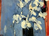 Black Vase, White Blossoms, 2017, Acryl auf Leinwand, 100 x 80 cm
