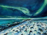 Polarlicht (für Wassi), 2019, Acryl auf Leinwand, 100 x 140 cm