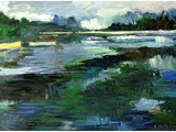 Flooded Meadow, 2020, Acryl auf Leinwand, 100 x 140 cm