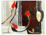 Tulips, moving, 2021, Acryl auf  Papier, 50 x 65 cm