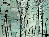Winterbirken, Mischtechnik auf Leinwand, 160 x 110 cm