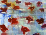 Red Lotus, 2024, Acryl auf Leinwand, 100 x 100 cm