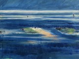 Two Boats and Little Islands, 2024, Acryl auf Leinwand, 100 x 80 cm