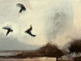 Birds, struggling, 2014, Acryl auf Leinwand, 30 x 60 cm
