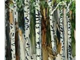Birches, Acryl auf Karton, 105 x 80 cm